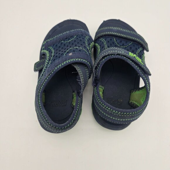Teva Toddler Boys Size 10 Navy & Green Sandals With Adjustable Straps - Picture 5 of 9